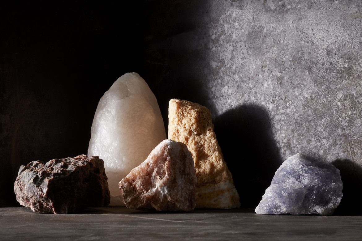 five different rocks of salt