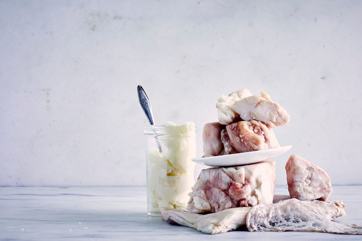 fat and raw meat with fat on it