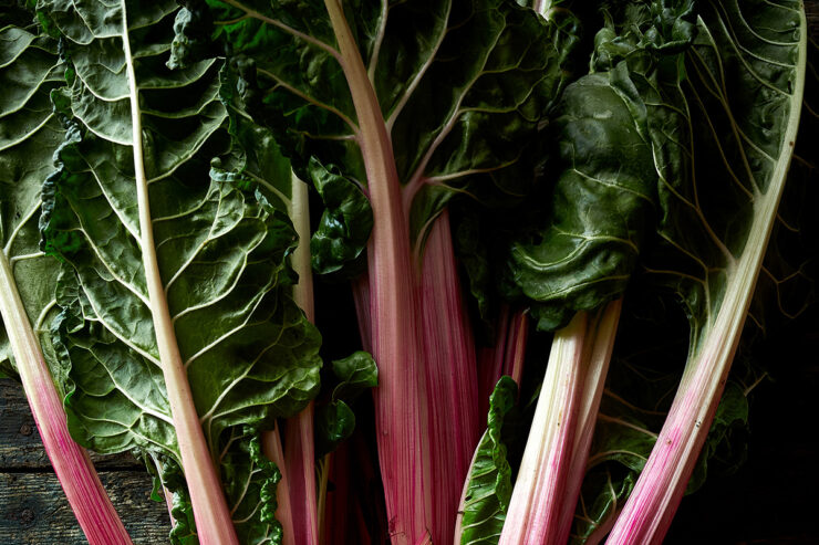 pink and green stalks of chard