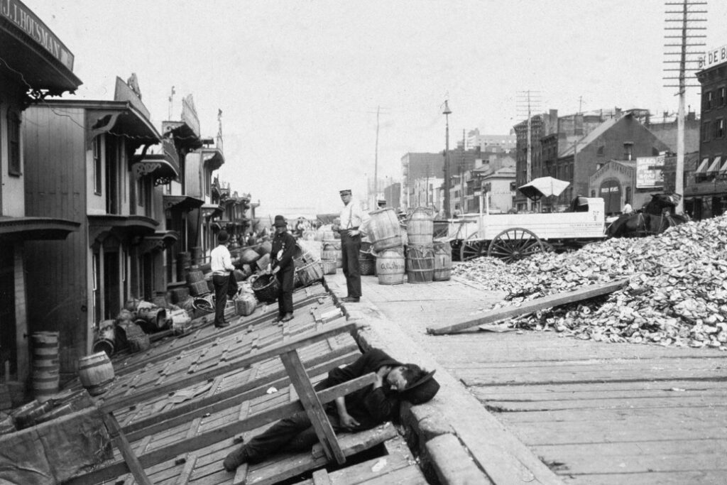 archive photo of barge row on south street