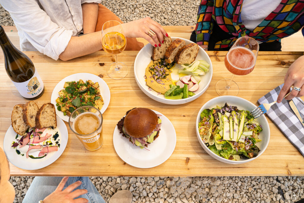 food and drinks on picnic table