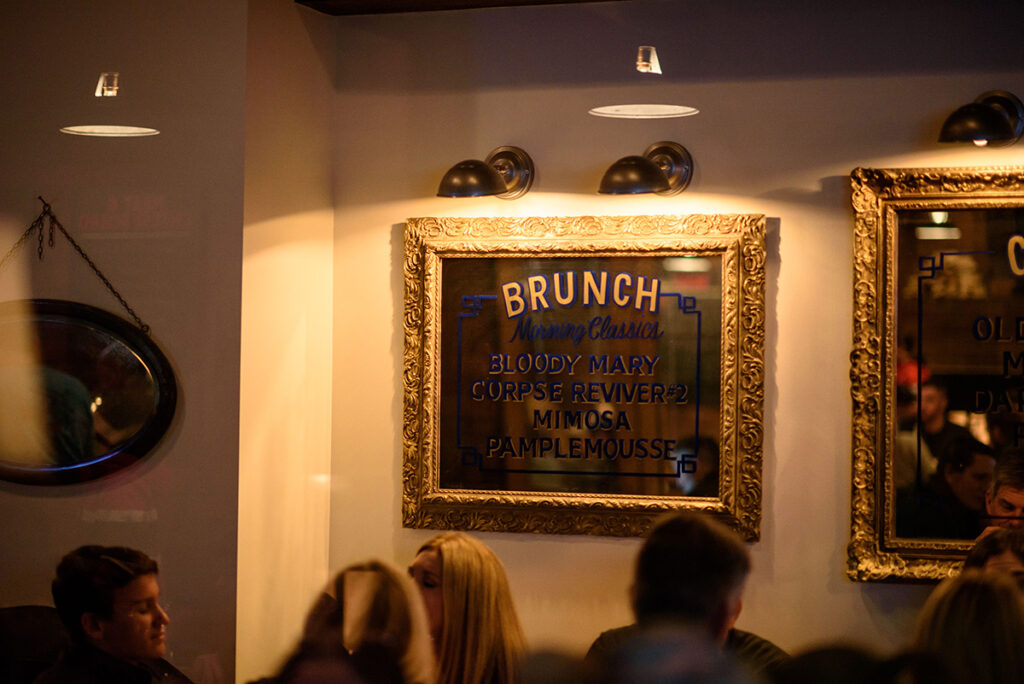the brunch drinks board at The Eating Establishment in Utah