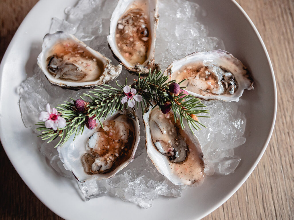oysters with evergreen flourishes from The Lakehouse in Utah