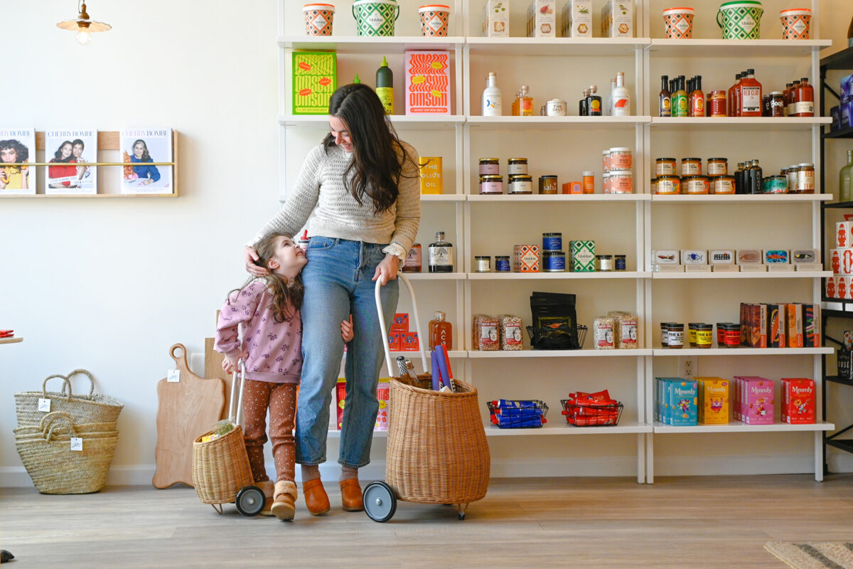 nikki hayes with her daughter stella at stella's fine market