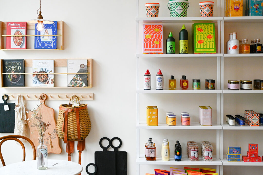 wall of goodies at stella's fine market