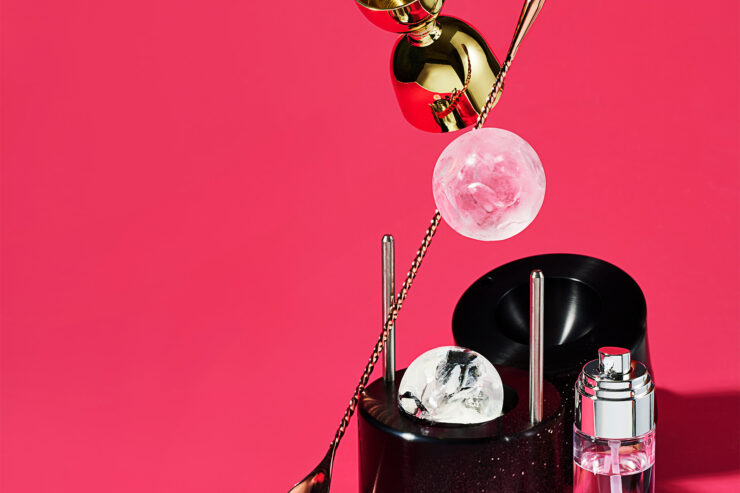 bar tools displayed against a pink background