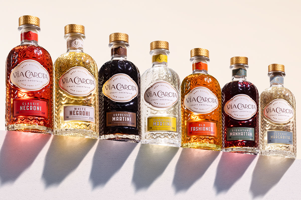 Via Carota Craft Cocktail bottles lineup