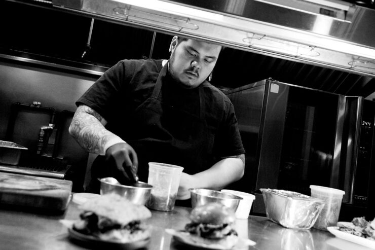 Eric Valdez in the kitchen at Naks