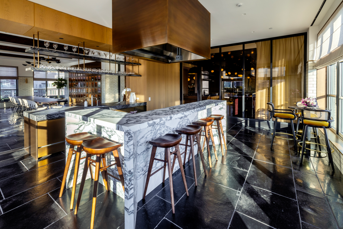 Front & York wine room with chef's kitchen